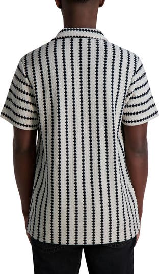 Stripe Sweater Knit Button-Up Shirt