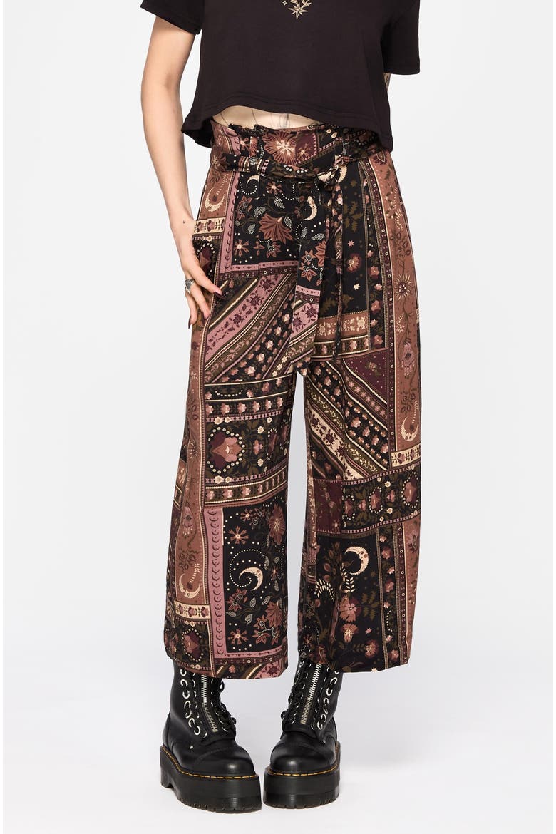 Nola Folk Patchwork Culotte, Main, color, Black