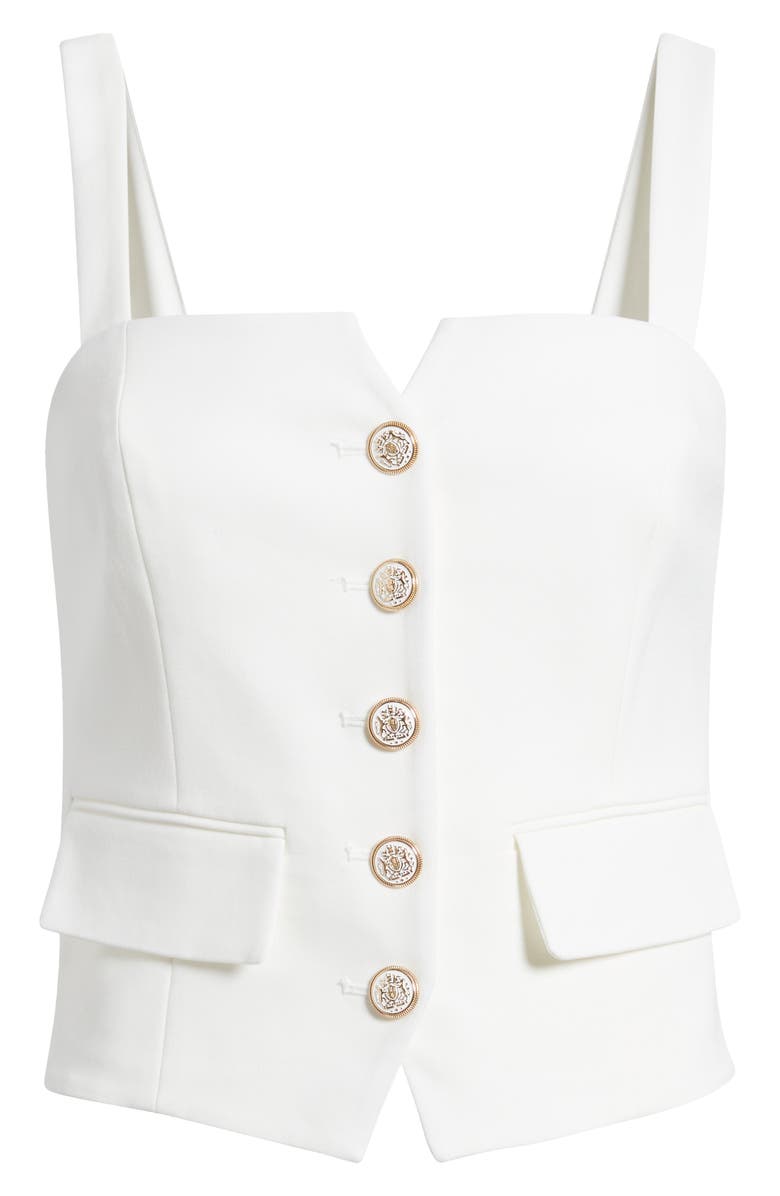 Anne Klein Crested Button Cotton Blend Vest, Alternate, color, 