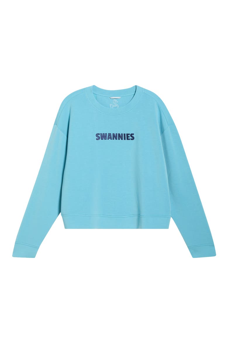 Monica Logo Graphic Crop Sweatshirt, Main, color, AQUA