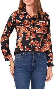 Chaus Floral Print Button-Up Utility Shirt