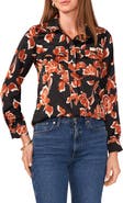 Chaus Floral Print Button-Up Utility Shirt