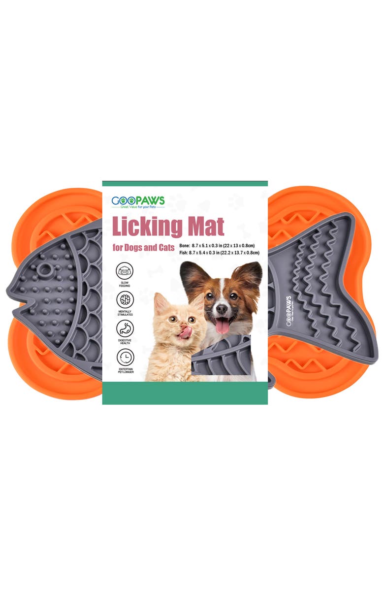 GOOPAWS Licking Mat 2Pack, Slow Feeder Pads For Dogs & Cats, Main, color, Multicolored