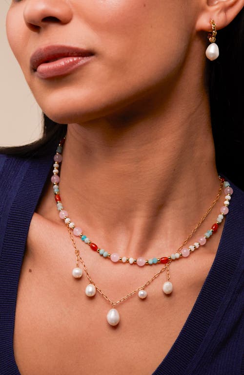Estella Bartlett Mix Pastel & Orange Beaded Necklace In Gold