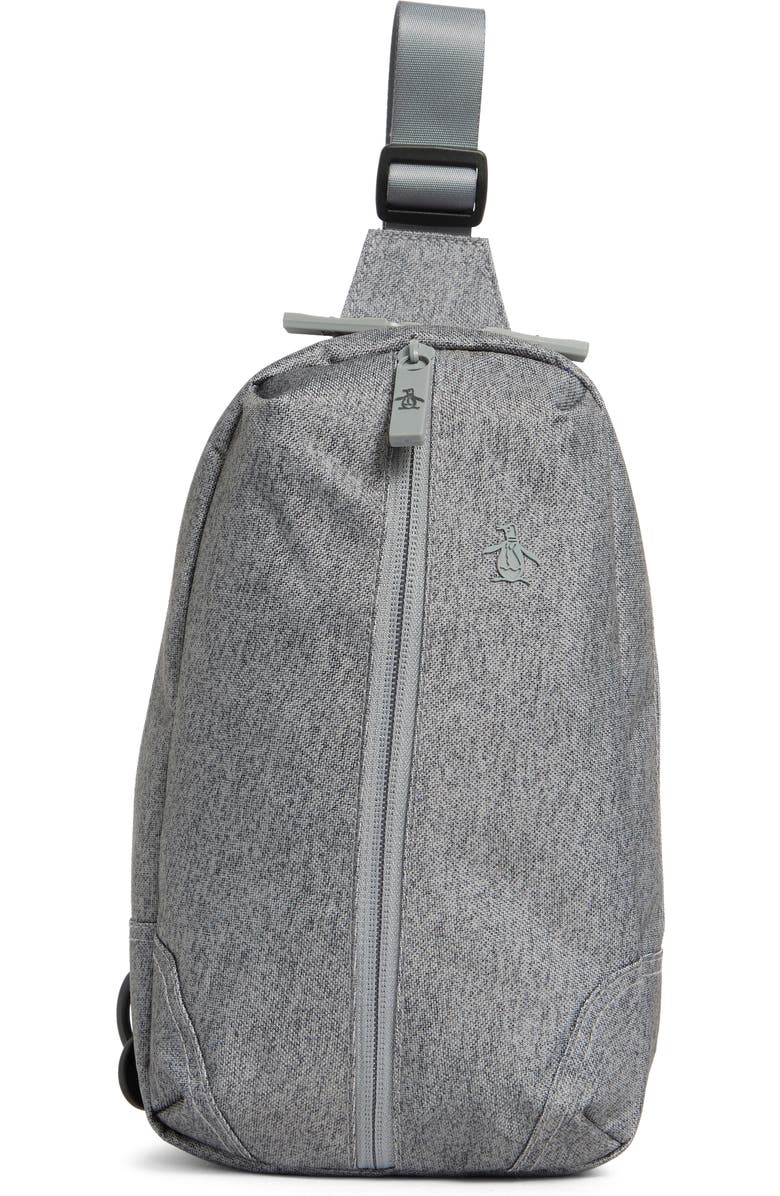 Original Penguin Sleek Sling Crossbody Bag, Main, color, Heather Grey