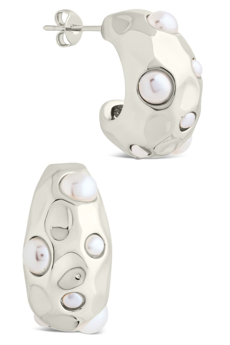 Eleanor Chunky Molten Hoop Earrings, Main, color, SILVER