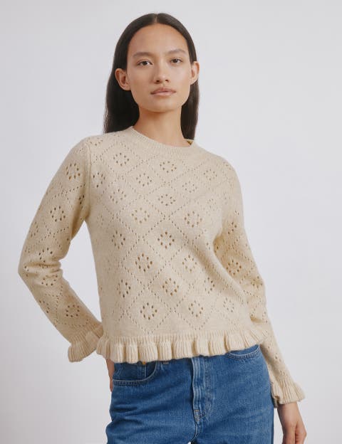 Pointelle Ruffle Sweater