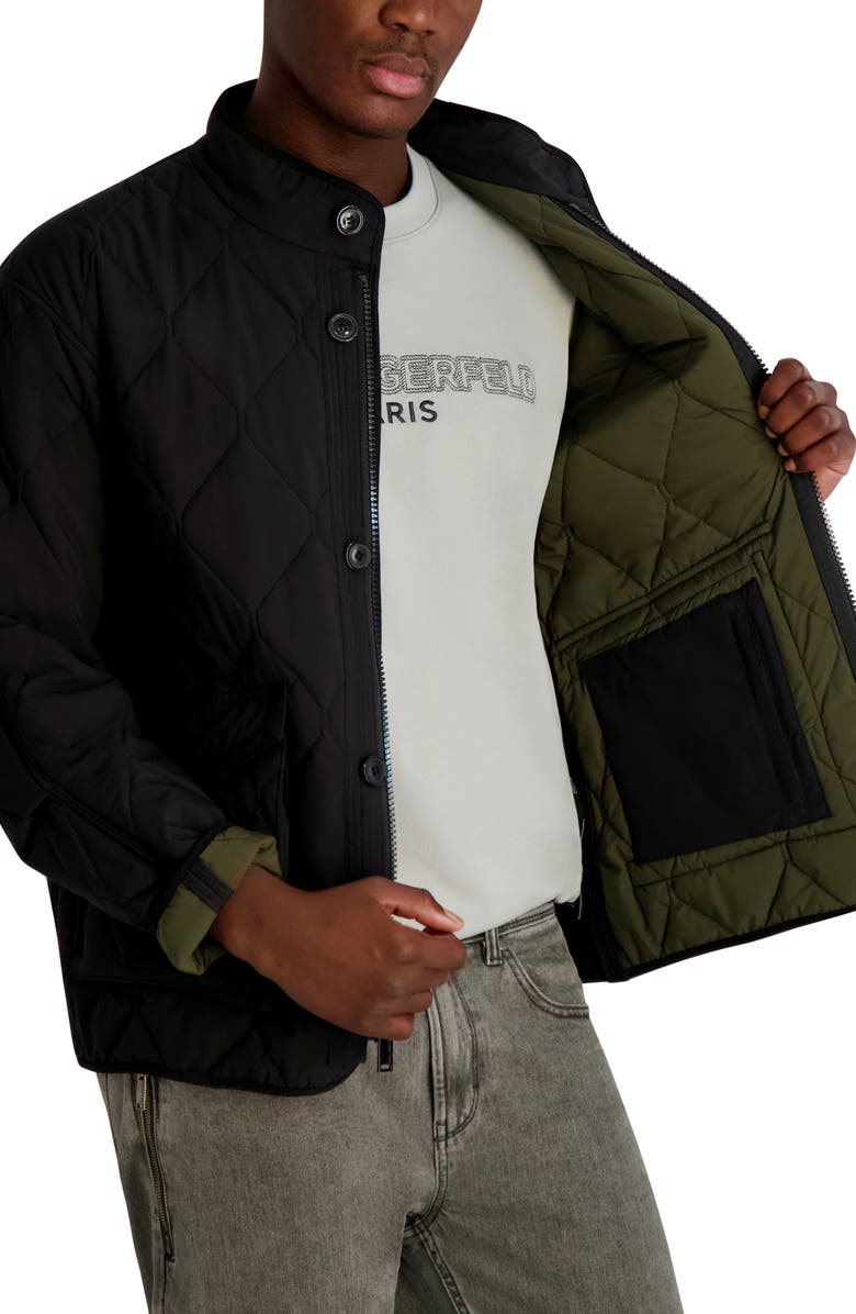 KARL LAGERFELD Diamond Quilted Lightweight Jacket, Alternate, color, Black