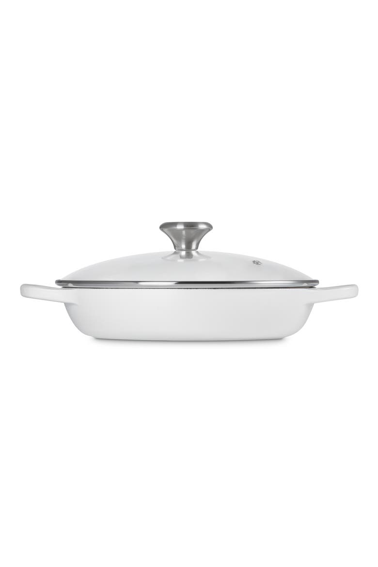 Signature 2.25-Quart Enameled Cast Iron Braiser, Alternate, color, WHITE