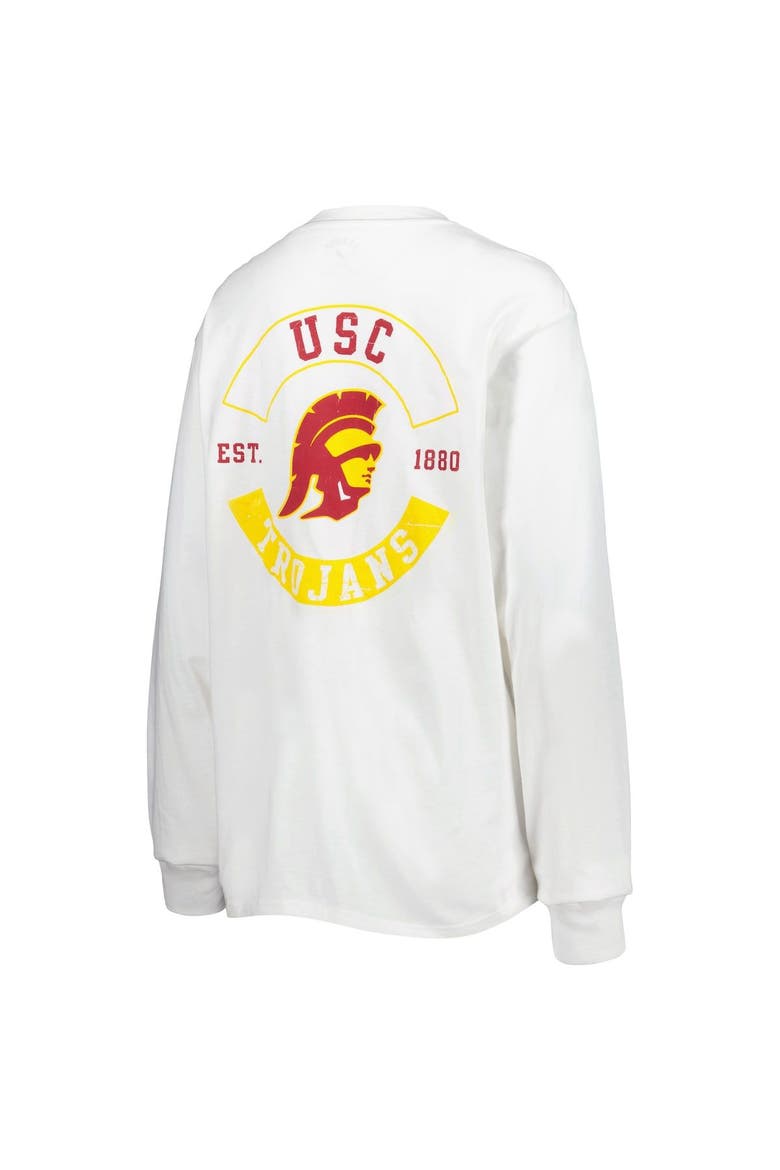 Women's League Collegiate Wear White USC Trojans Oversized Pocket Long Sleeve T-Shirt, Alternate, color, White