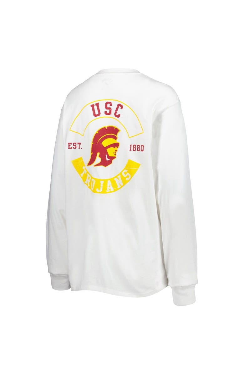 LEAGUE COLLEGIATE WEAR Women's League Collegiate Wear White USC Trojans Oversized Pocket Long Sleeve T-Shirt, Alternate, color, 
