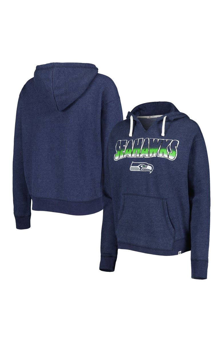 '47 Women's '47 College Navy Seattle Seahawks Color Rise Kennedy Notch Neck Pullover Hoodie, Main, color, Navy