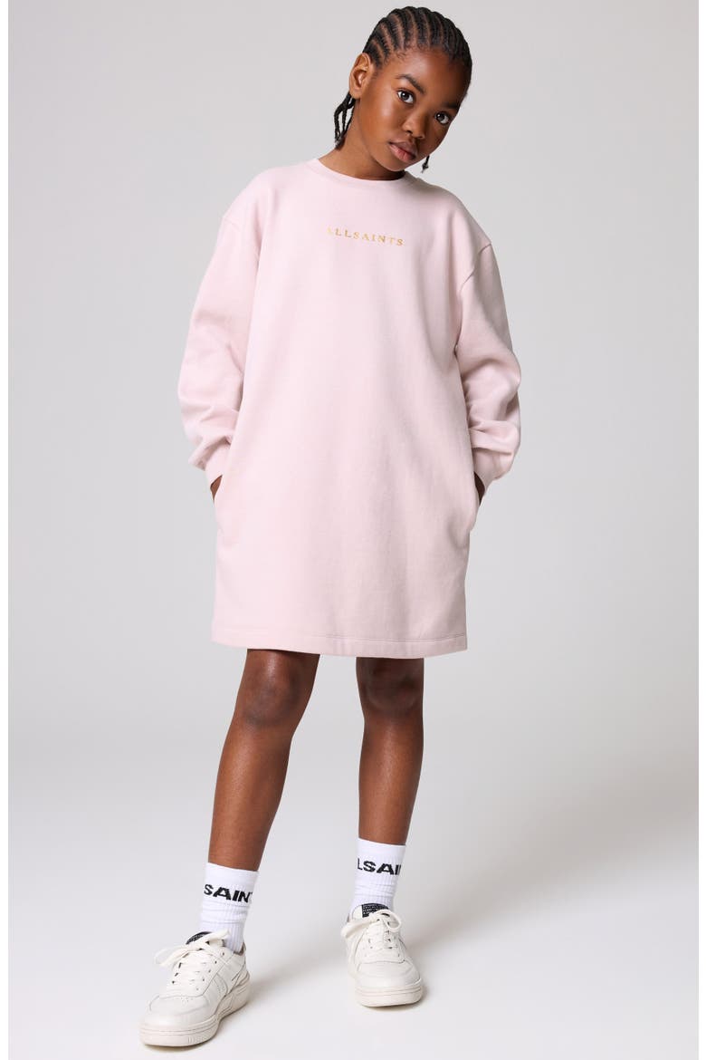 Kids' Quilted Back Long Sleeve Sweatshirt Dress, Alternate, color, PINK
