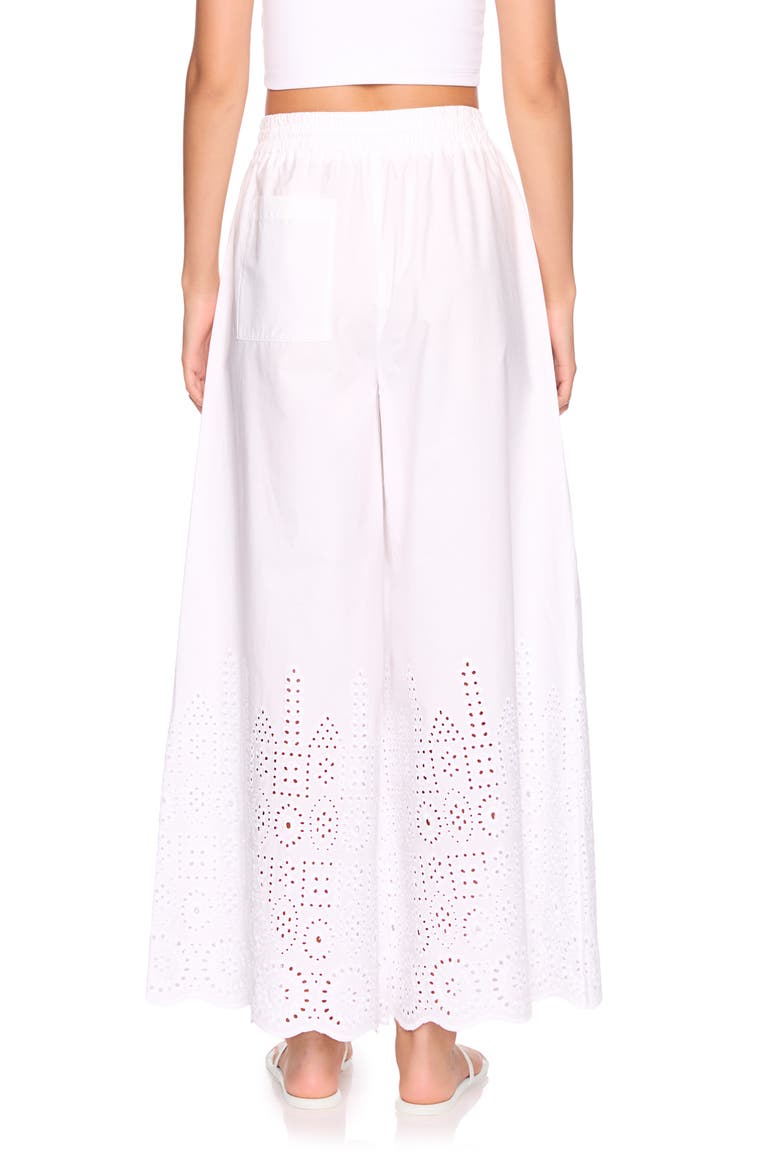 Embroidered Cotton Eyelet Wide Leg Pants, Alternate, color, SUGAR