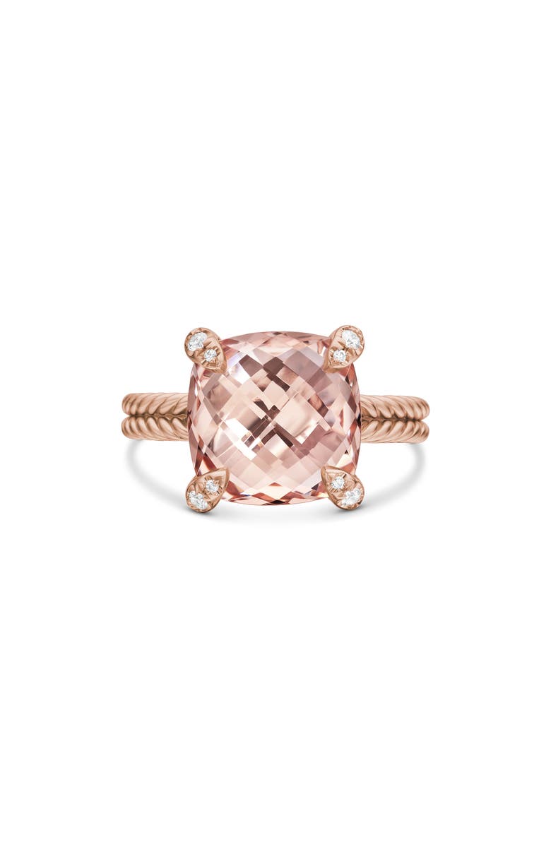 David Yurman Châtelaine<sup>®</sup> Morganite & Diamond Ring in 18K Rose Gold, Main, color, Rose Gold/ Diamond/ Morganite