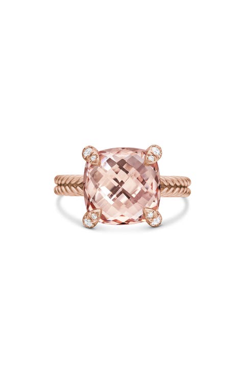 Châtelaine® Morganite & Diamond Ring in 18K Rose Gold