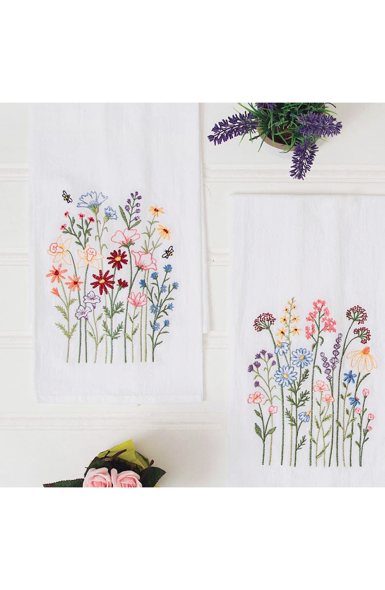 C&F Home Botanical Blooms Bee Kitchen and Bathroom Embroidered Hand Towel, Alternate, color,