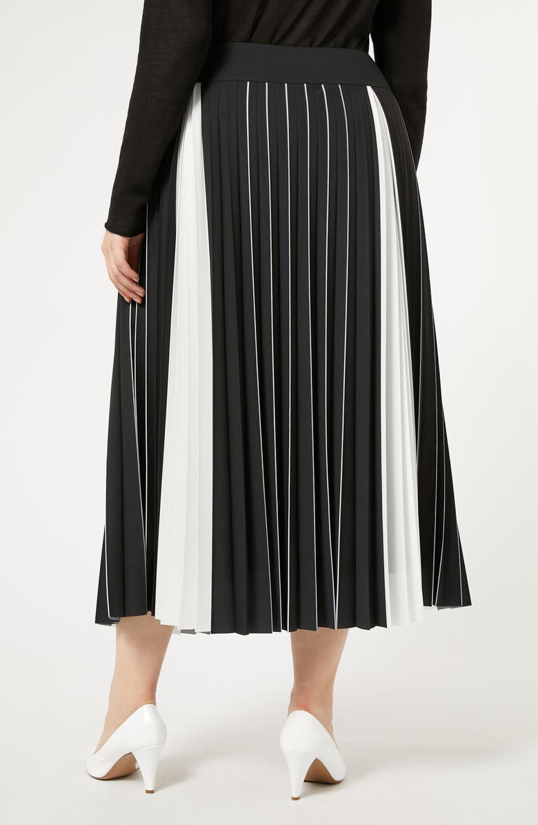 Marina Rinaldi Zina Colorblock Pleated Midi Skirt, Alternate, color, Black White