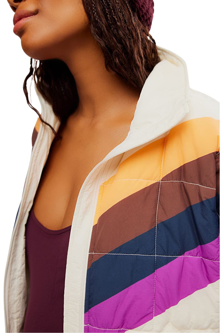 x Hatch Chevron Maternity Puffer Jacket, Alternate, color, IVORY CHEVRON COMBO