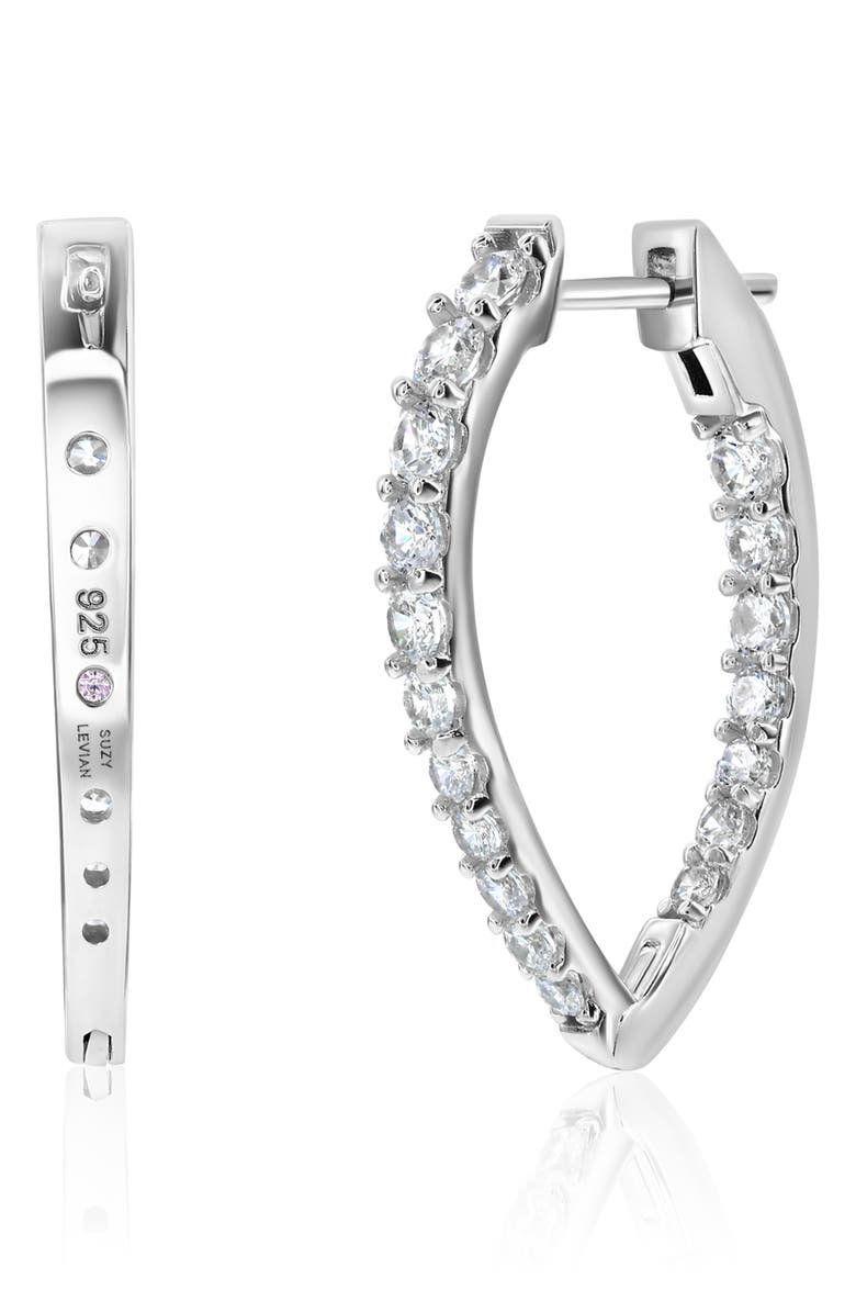 SUZY LEVIAN Cubic Zirconia Teardrop Hoop Earrings, Alternate, color, White
