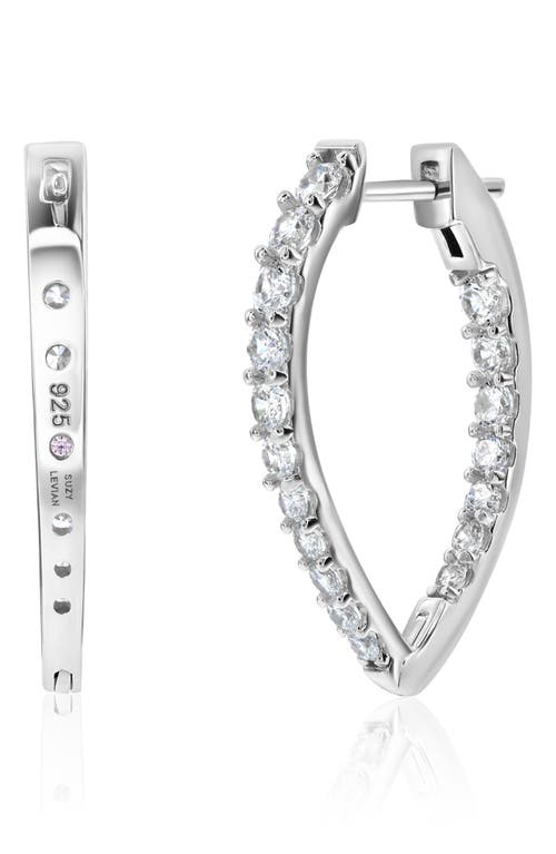 Suzy Levian Cubic Zirconia Teardrop Hoop Earrings
