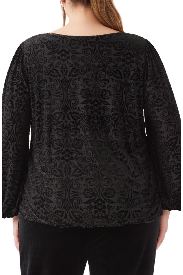Velvet Burnout Boat Neck Top, Alternate, color, BLACK