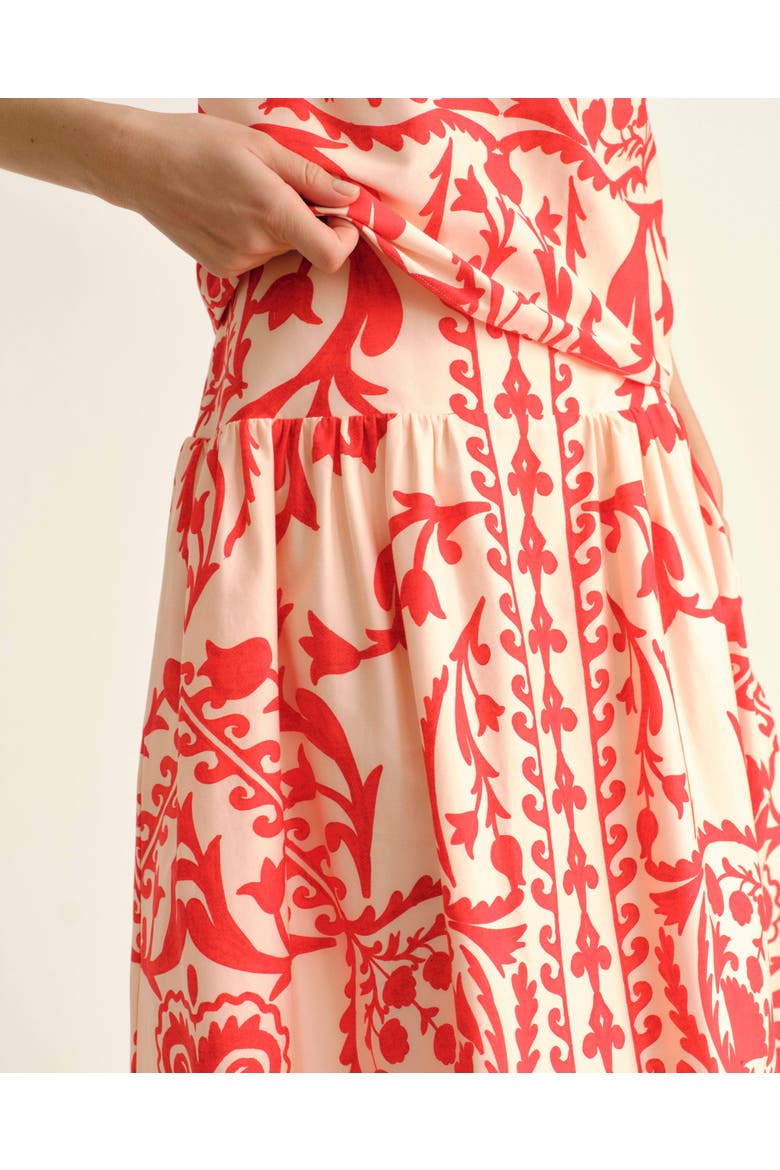 Georgia Printed Midi Skirt, Alternate, color, Poppy
