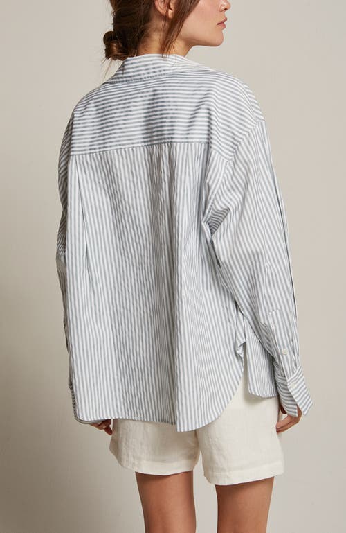 Crescent Striped Button Up Shirt In Mist