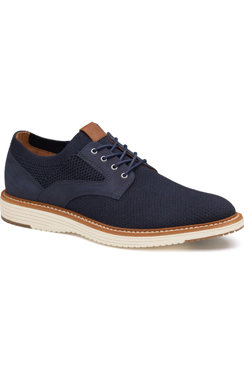 Johnston & Murphy Upton Plain Toe Knit Derby, Main, color, Navy