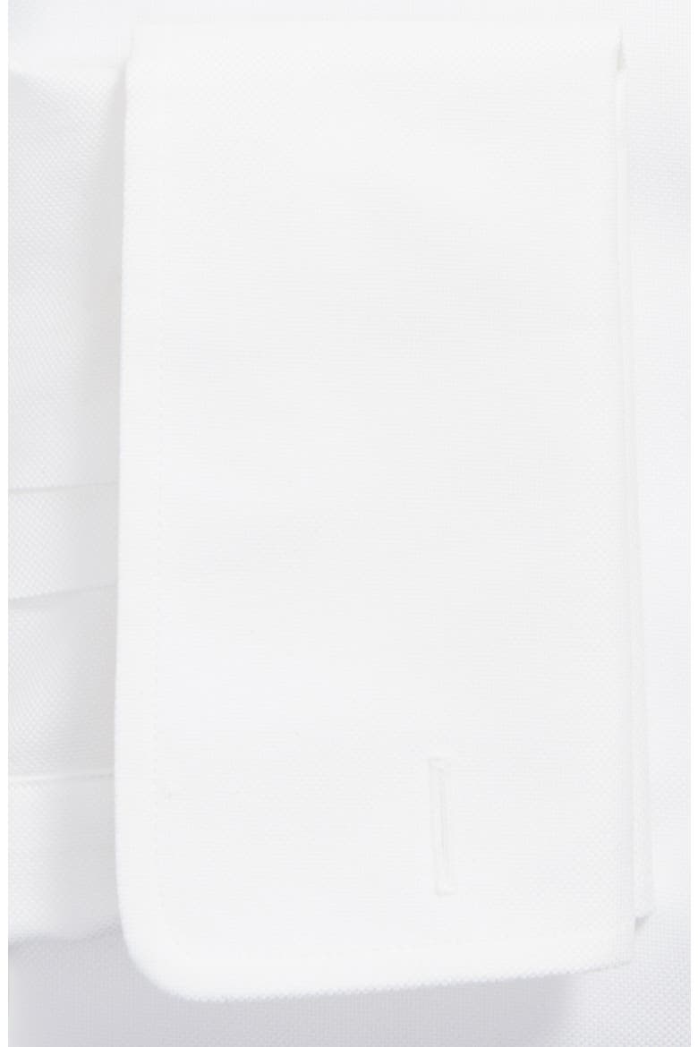 Trim Fit Micro Bird's Eye French Cuff Dress Shirt, Alternate, color, WHITE