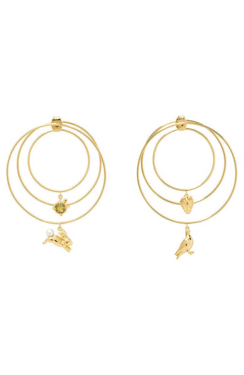 Kate Spade New York bunny & strawberry charm hoop earrings, Main, color, 