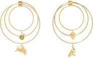 Kate Spade New York bunny & strawberry charm hoop earrings