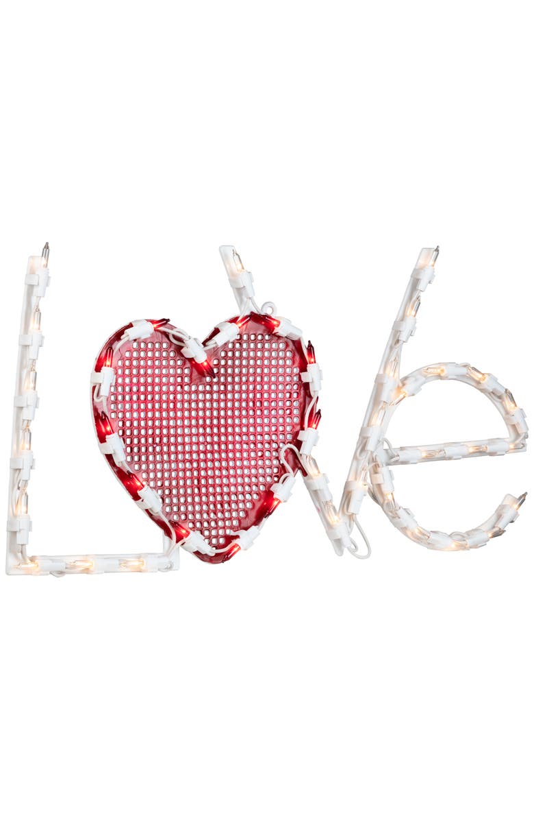 Northlight Lighted "Love" with Heart Valentine's Day Window Silhouette - 17" - White and Red, Alternate, color, 
