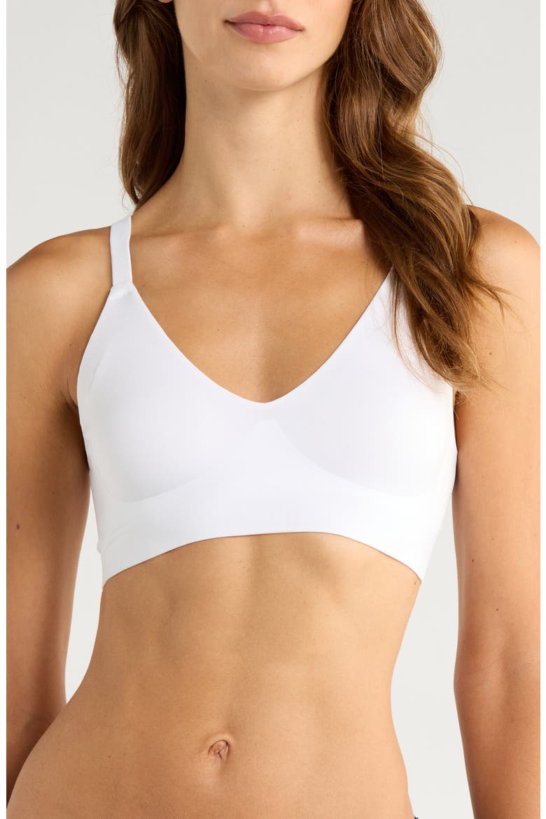 Soft Form V-Neck Bralette, Main, color, WHITE