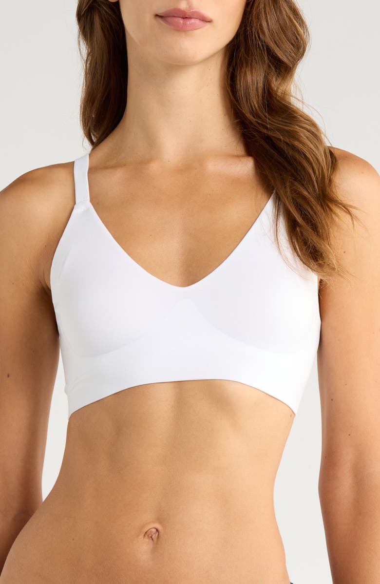 True & Co Soft Form V-Neck Bralette, Main, color, White