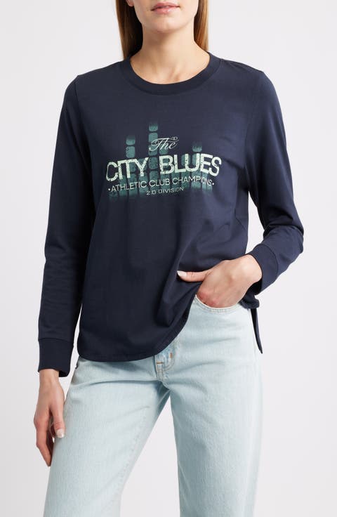 Graphic Print Cotton Blend Top