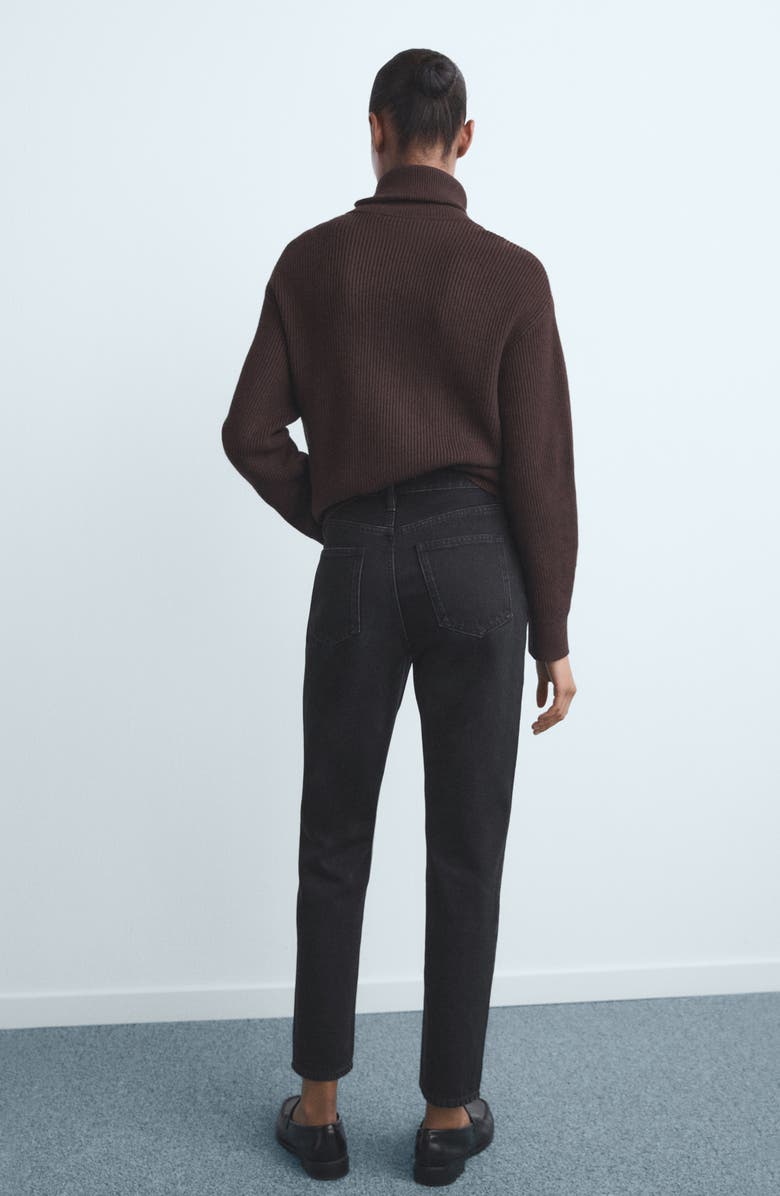 MANGO Crop Mom Jeans, Alternate, color, Black Denim