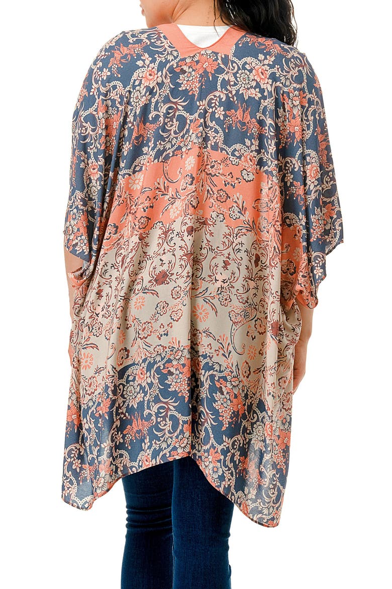 Ombre Floral Kimono, Alternate, color, CORAL