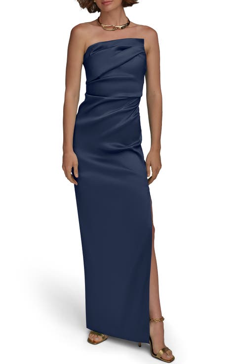 Ruched Strapless Gown