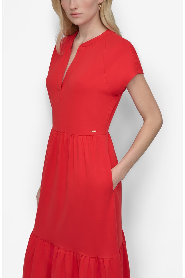 Tiered Stretch Cotton Maxi Dress, Alternate, color, TOMATO