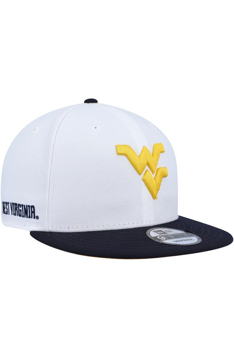 New Era Men's New Era White/Navy West Virginia Mountaineers Two-Tone Mascot 9FIFTY Snapback Hat, Main, color, White