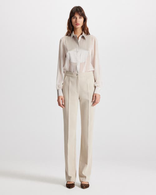 Theo The Label Daphne High-waist Side-slit Pant In Neutral