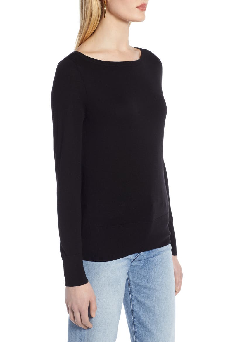 Boat Neck Sweater, Alternate, color, BLACK