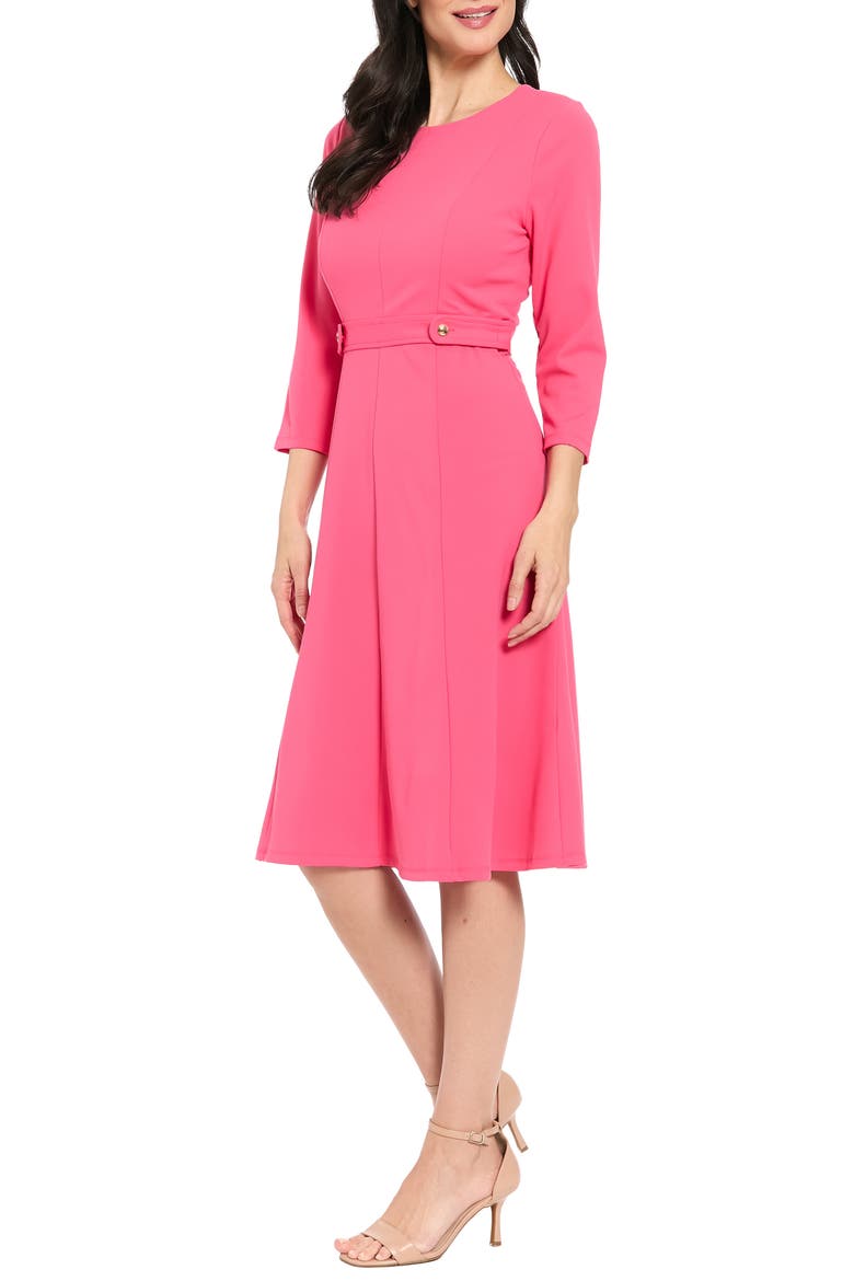 Seamed Midi Dress, Alternate, color, PINK FLAMINGO
