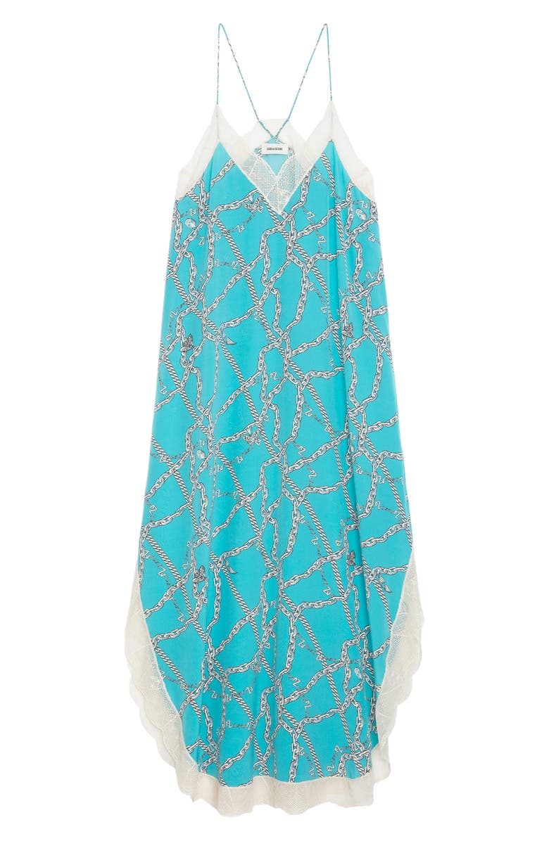 Zadig & Voltaire Ristyl Chaines Lace Trim Silk Maxi Dress, Alternate, color, 