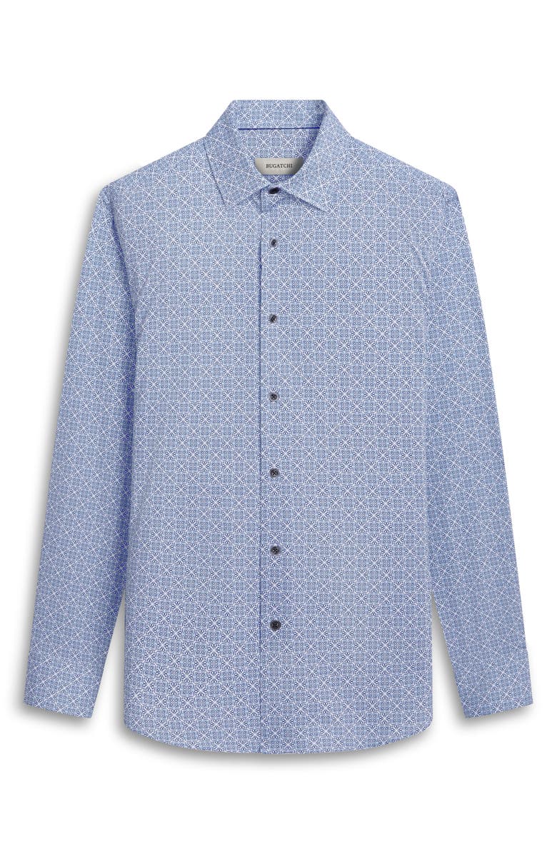 Bugatchi James OoohCotton<sup>®</sup> Geo Print Button-Up Shirt, Alternate, color, Dusty Blue
