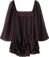 MANGO Bead Embellished Ruffle Tiered Tunic Top