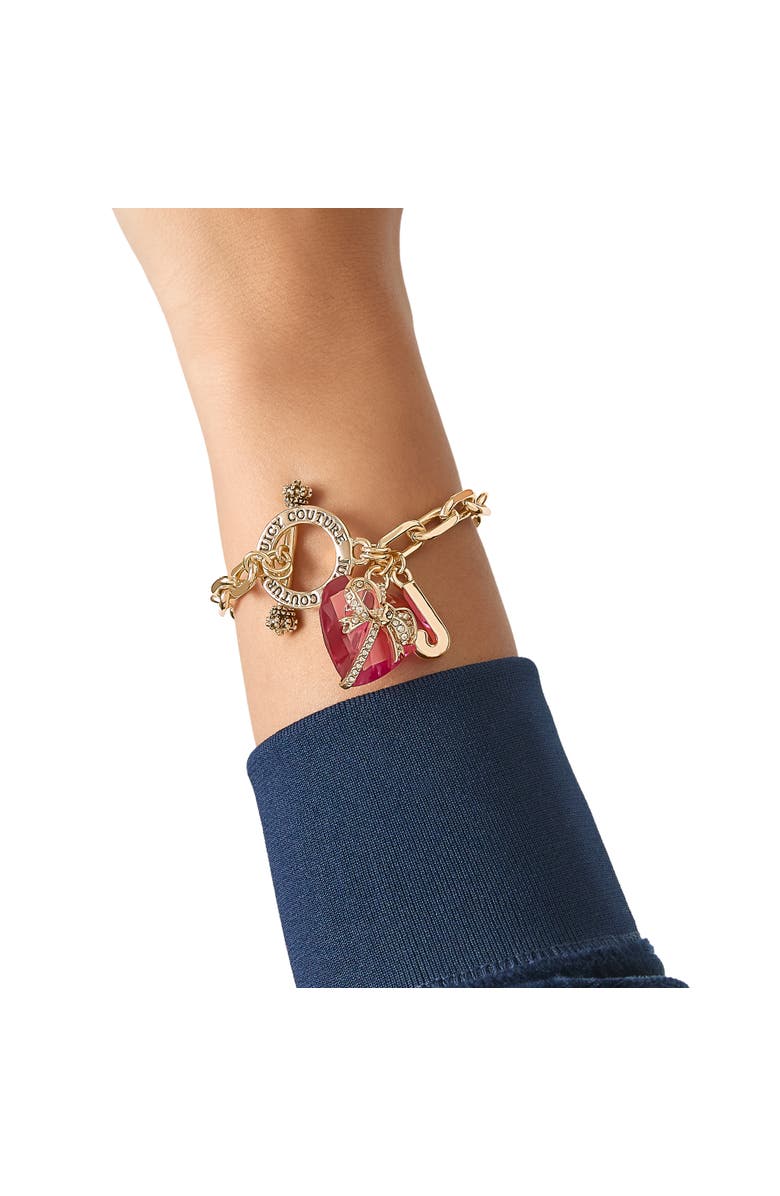 Juicy Couture Heart Stone & J Charm Bracelet, Alternate, color, Pink