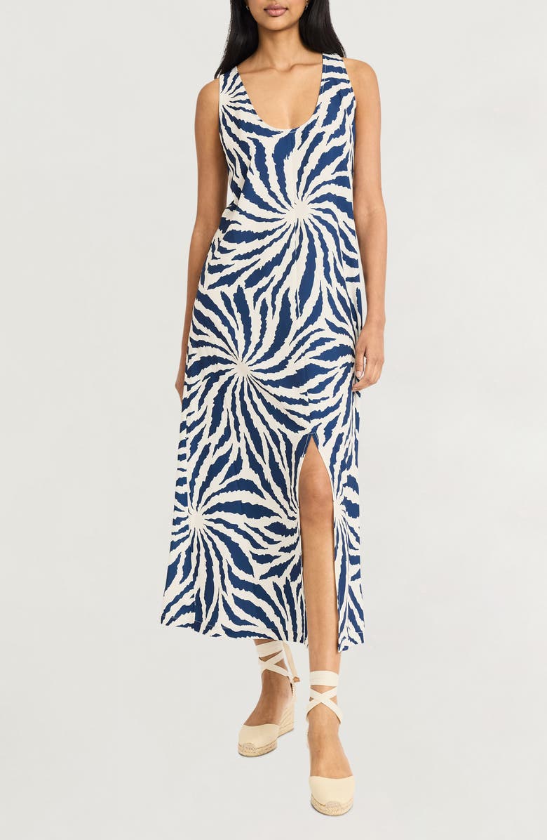 The Good Journey Abstract Print Racerback Dress, Main, color, Bone/ Indigo