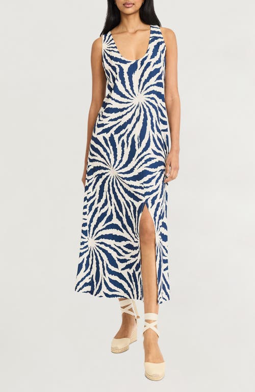 The Good Journey Abstract Print Racerback Dress In Blue